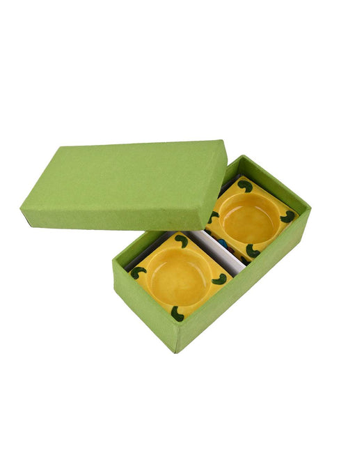 Blue Pottery Candle Holder Set Of 2pcs.